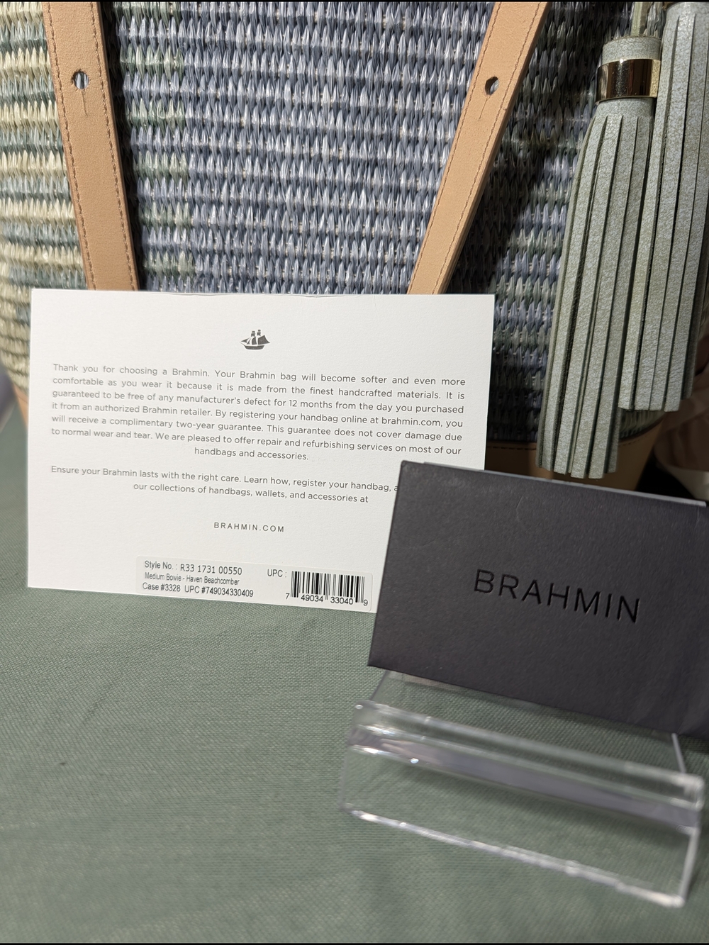 BRAHMIN Woven Tote with Vachetta Leather Trim - Picture 16 of 16